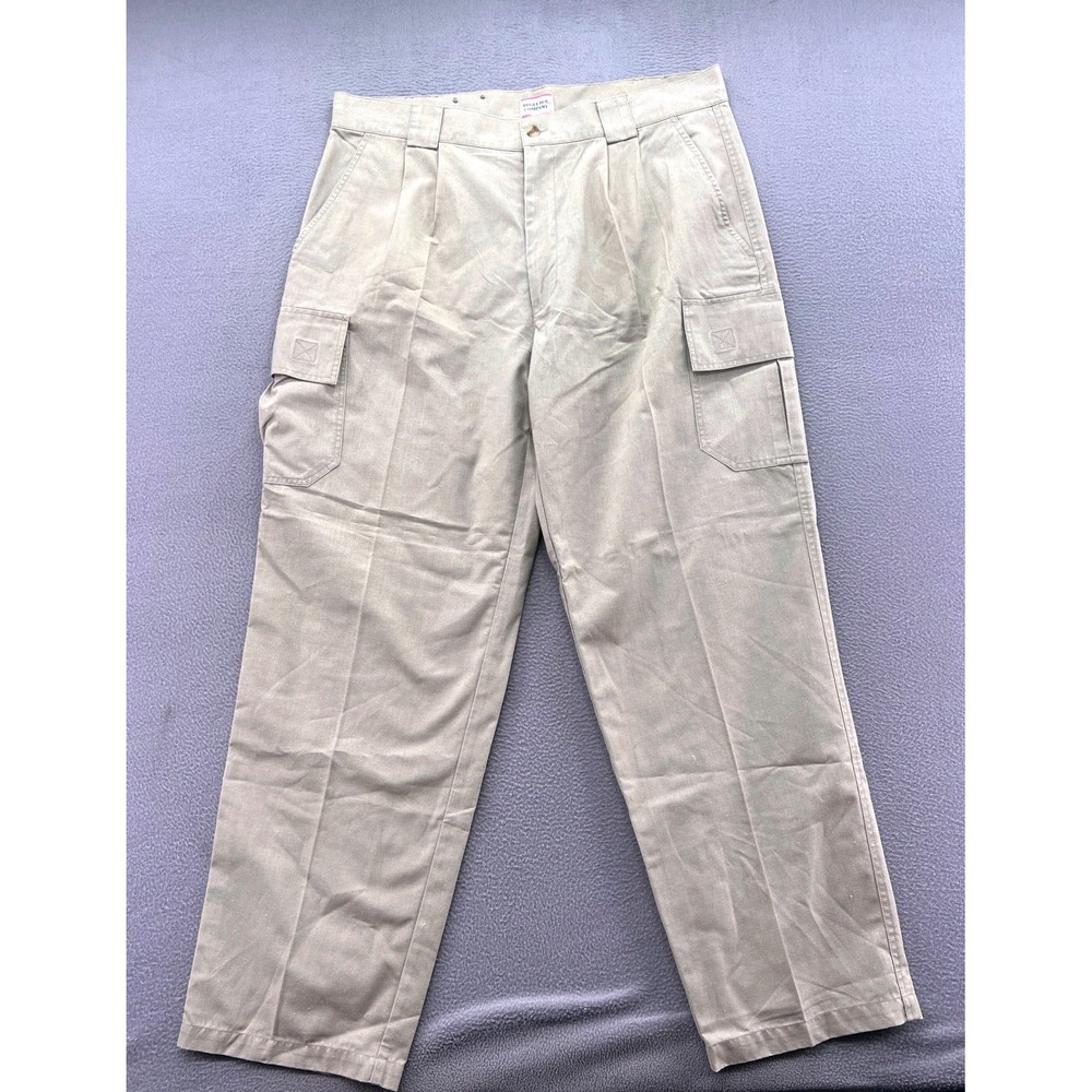 VTG Bugle Boy Company Cargo Pants Mens 38x32 Khaki Pleated Tan Baggy Utility Y2K